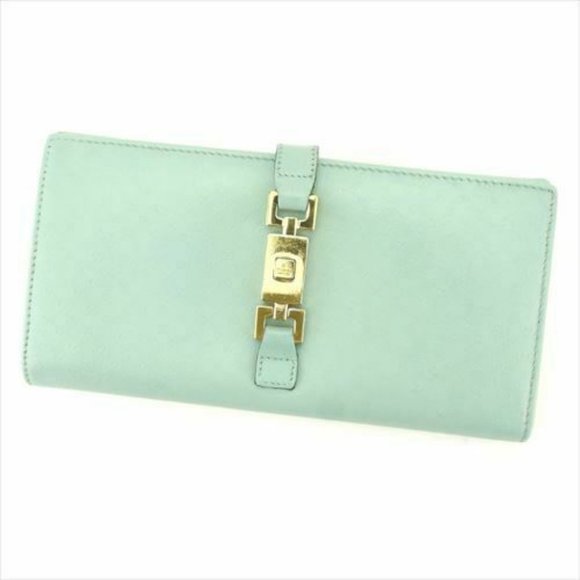 Gucci Long Wallet G logos Blue leather Woman Authentic Used L2731 - Picture 1 of 9